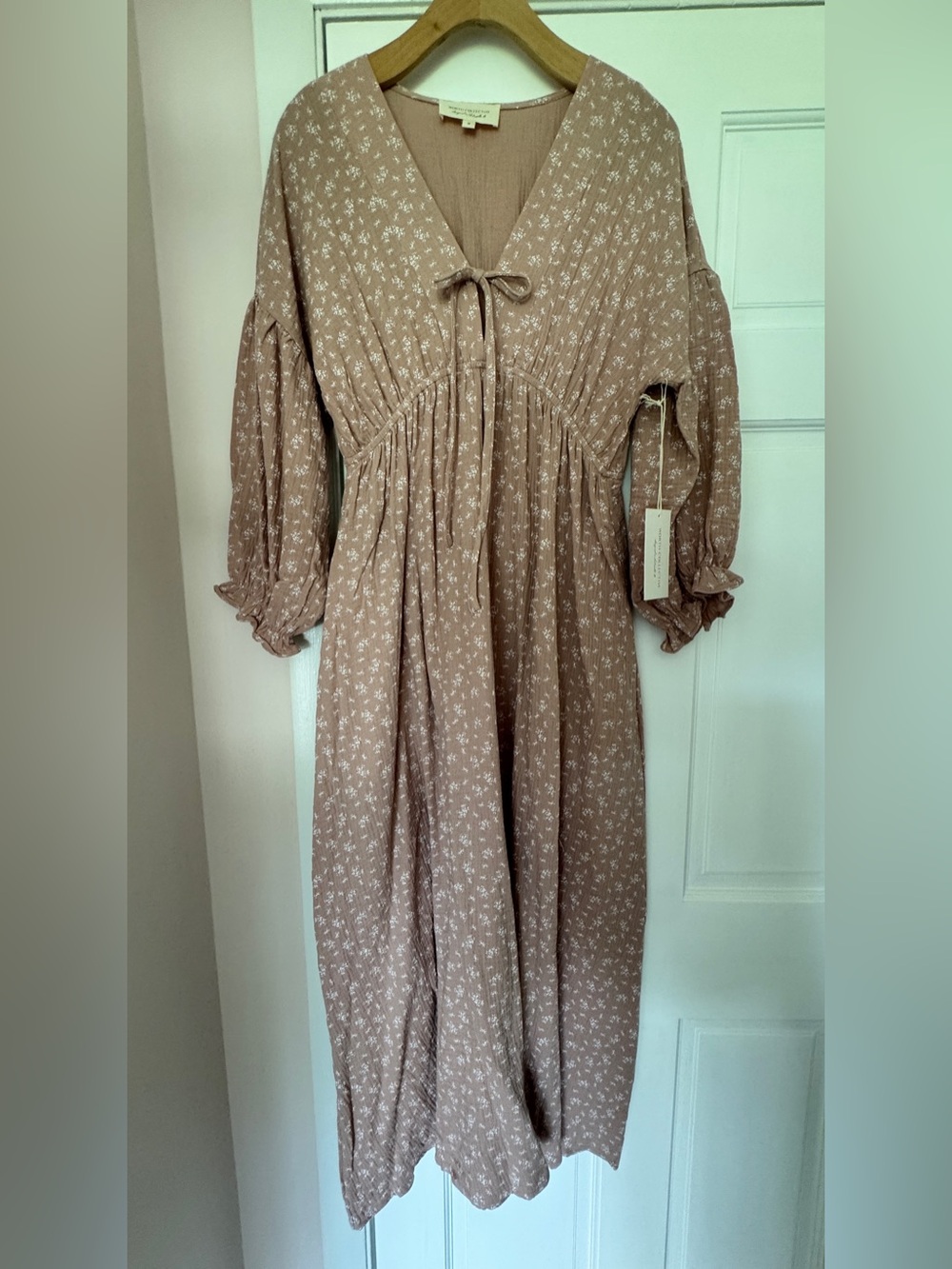 NWT, Worth Collective 100% Cotton Dress, M, Dusty Rose Foliage